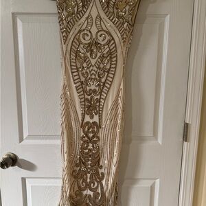 Elegant Gold Embellished Dress